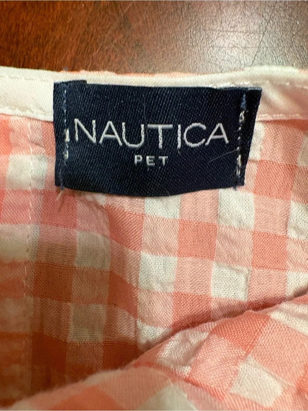 Nautica Coral Pink and White Gingham Dog Dress with Buttons